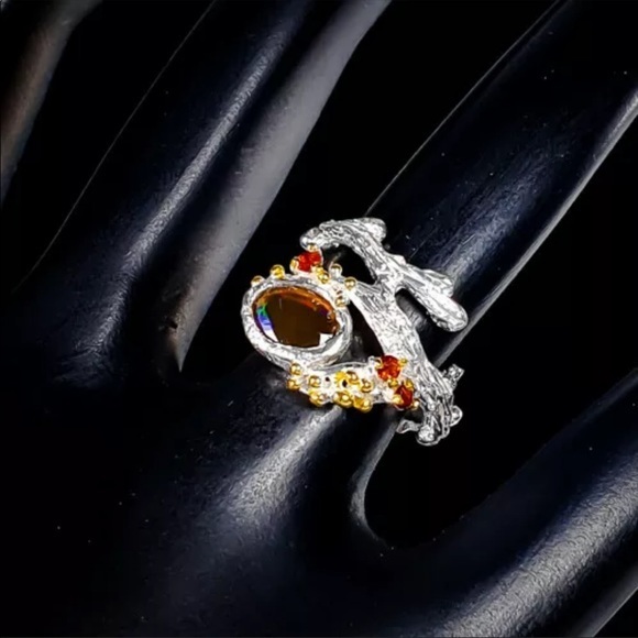 Natural Orange Opal & sterling silver ring 6.75 - Picture 3 of 5